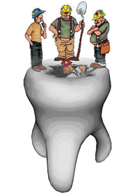 dibujo de obreros reparando una muela